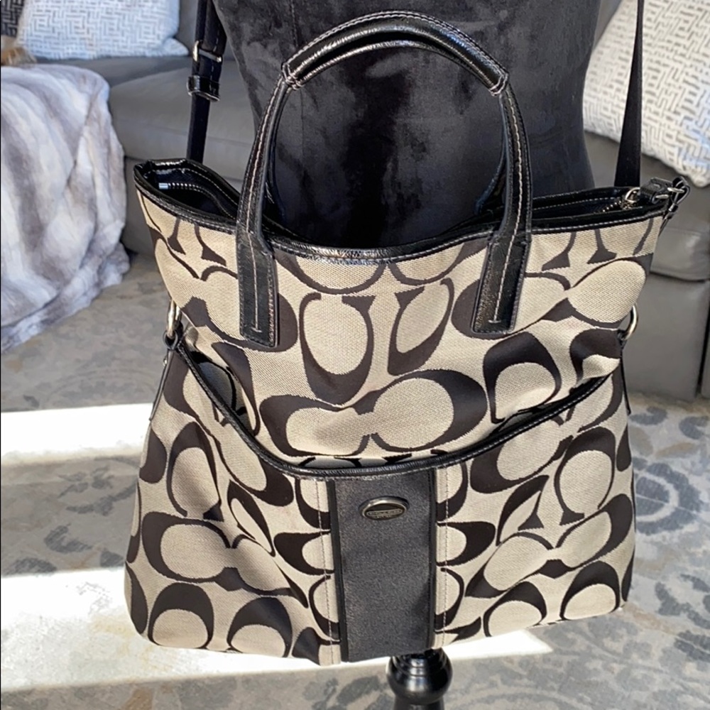 Coach F23304 Foldover Tote Black/Gray